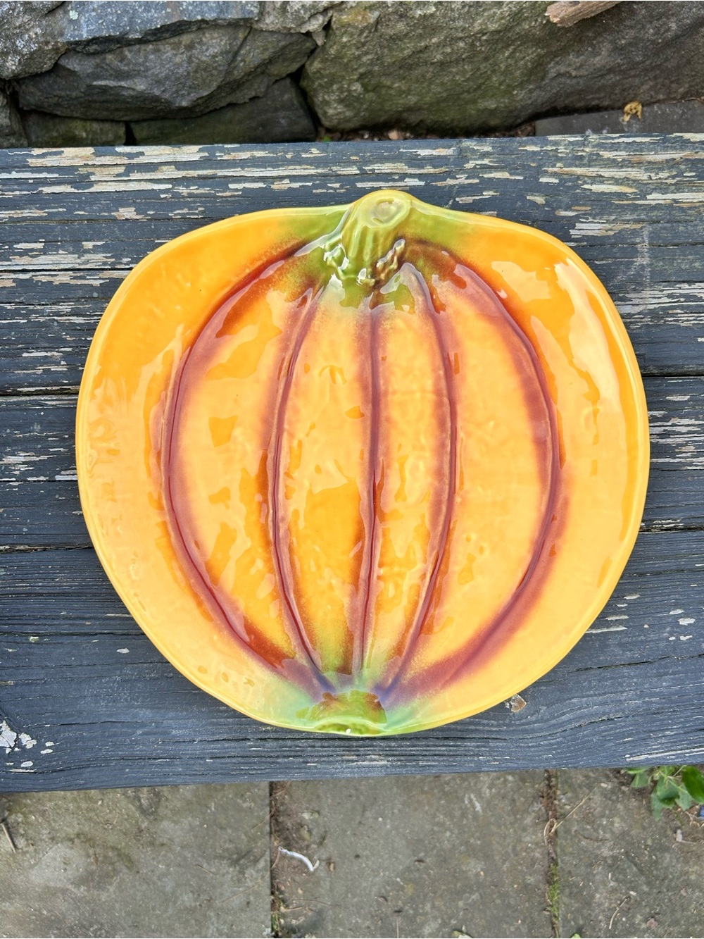Olfaire Portugal Pumpkin Platter 12” Ceramic Fall Thanksgiving Harvest Decor
